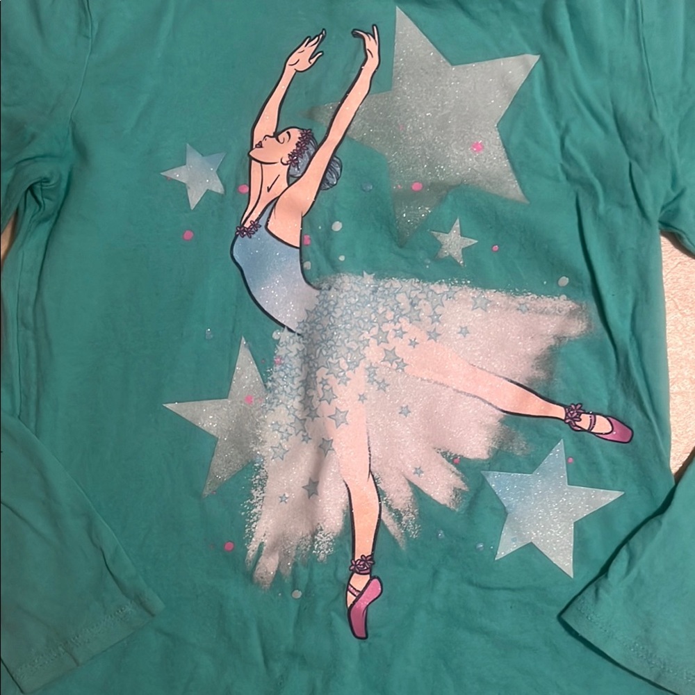 Cat & Jack Green and Pink Long Sleeve Tee